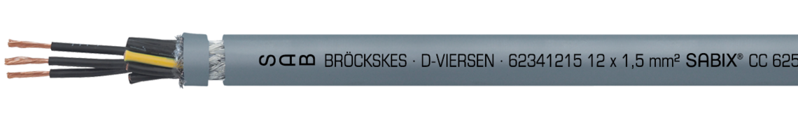 Marking example: SAB BRÖCKSKES · D-VIERSEN · 62341215 12 x 1,5 mm² SABIX® CC 625 S FRNC M 16 AWG/12c 62341612 UL AWM Style 21089 75°C 60OV CSA AWM I/II A/B 80°C 600V FT1 CE