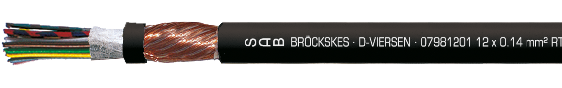 Marking example: SAB BRÖCKSKES · D-VIERSEN · 07981201 12 x 0.14 mm² RT 113 D 26 AWG/12c 07982612 UL AWM Style 2464 80°C 300V CE