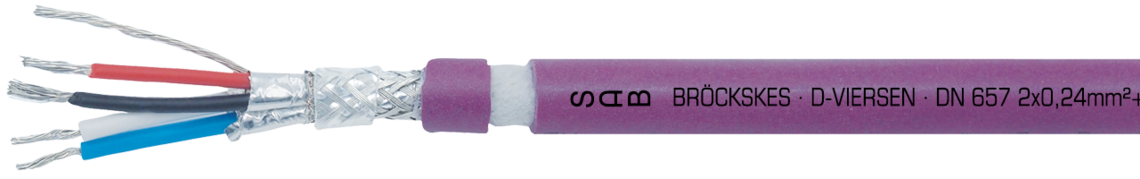 Marking for DN 657 06572241: SAB BRÖCKSKES · D-VIERSEN · DN 657 2x0,24 mm² + 2x0,38 mm²  06572241 CE