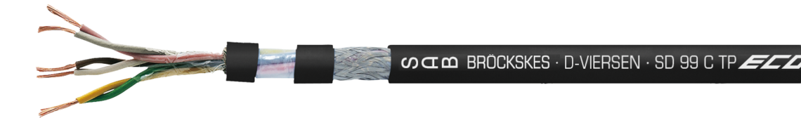 Continuously flexible paired SABIX®/PUR data cable with coloured cores and overall copper screen SAB BRÖCKSKES · D-VIERSEN · SD 99 C TP 3x2x0,5mm2 CE