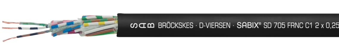 Marking example: SAB BRÖCKSKES · D-VIERSEN · SABIX® SD 705 FRNC C1 2 x 0,25 mm² CE