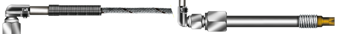 Temperature sensor type K, type J or Pt100 for temperature measurement of mouldable plastics in extruders, injection moulding machines