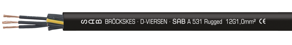 Marking example: SAB BRÖCKSKES · D-VIERSEN · SAB A 531 Rugged  12G1,0mm²  CE