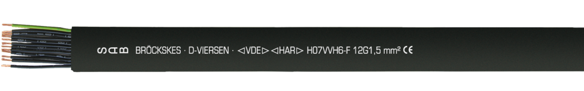 Marking for PVC Flat Cable 02491215: SAB BRÖCKSKES · D-VIERSEN · <VDE><HAR> H07VVH6-F 12G1,5 mm² CE