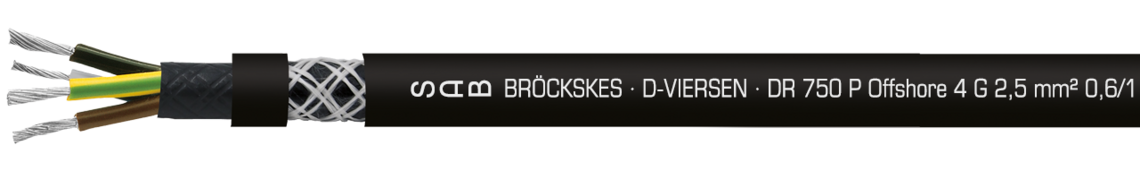 Marking example: SAB BRÖCKSKES · D-VIERSEN · DR 750 P Offshore 12 G 1,5 mm² 0,6/1 kV DNV-GL CE
