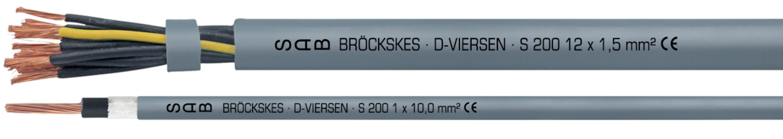 Marking example: SAB BRÖCKSKES · D-VIERSEN · S 200 12 x 1,5 mm² CE