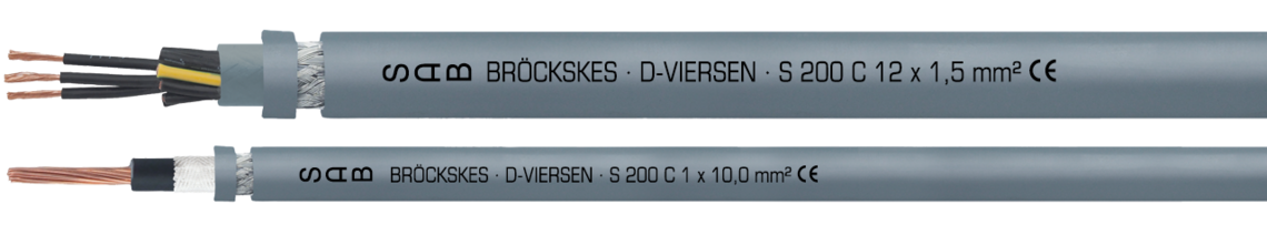 Marking example: SAB BRÖCKSKES · D-VIERSEN · S 200 C 12 x 1,5 mm² CE